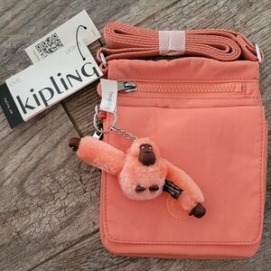 Kipling Eldorado Crossbody Bag Water Resistant Travel Cool Coral Gorilla Charm